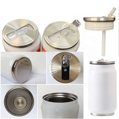 12oz 17oz Dupla parede de aço inoxidável lata de refrigerante tumbler com tampa de palha porta-bebidas