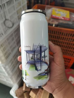 12oz 17oz Dupla parede de aço inoxidável lata de refrigerante tumbler com tampa de palha porta-bebidas