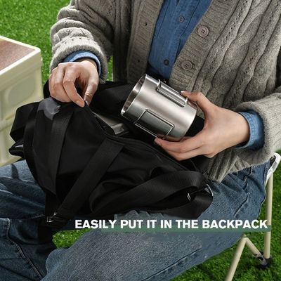 OEM de aço inoxidável de fornecimento direto de caneca de parede dupla caneca de acampamento com alça dobrável