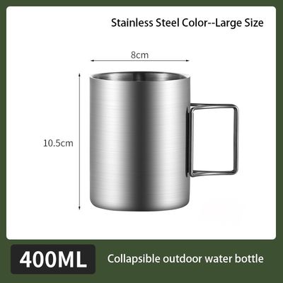 OEM de aço inoxidável de fornecimento direto de caneca de parede dupla caneca de acampamento com alça dobrável