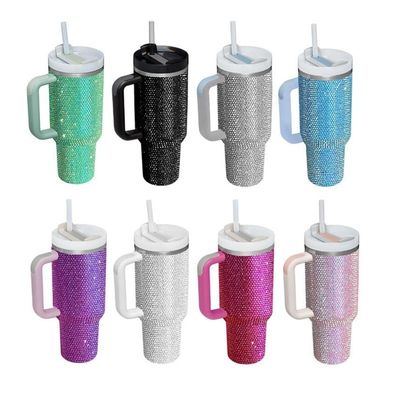 Copo de parede dupla de 300 ml / 400 ml de cor fria reutilizável personalizável com tampa de diamante