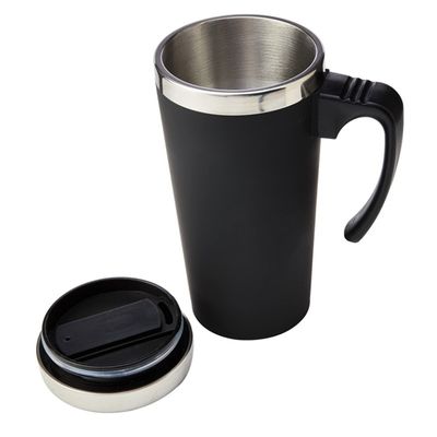 16oz Thermos Desk isolado caneca de café de aço inoxidável com alça material moderno