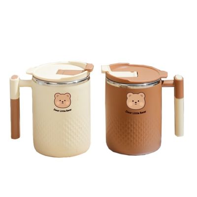 Garrafa de café de aço inoxidável Cute Isolante Copo de água caneca com autocolante de urso