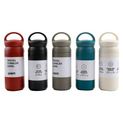 Garrafas de água isoladas de aço inoxidável azul de 500 ml com alça para bebidas quentes ou frias