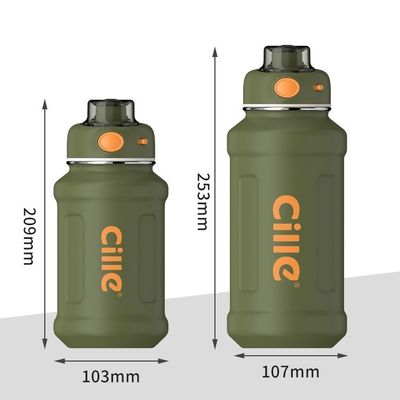 620ml/950ml Capacidade Matte Man Bike Bottle de água isolada com tampa curva de aço inoxidável