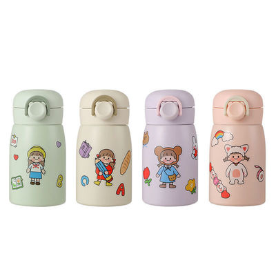 Desenho de desenhos animados 350 ml de aço inoxidável duplo crianças amor bebê termo manter beber quente frio