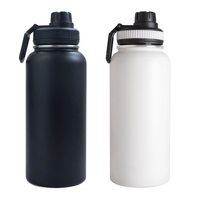 32oz de frasco de aço inoxidável de parede dupla, garrafa desportiva com tampa de alça, garrafa de água de vácuo
