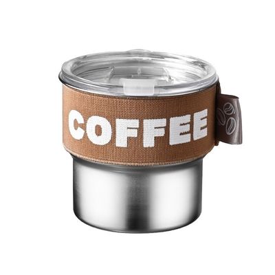 Taça de café de aço inoxidável 304 de alta aparência com tampa portátil e compacta