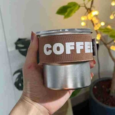 Taça de café de aço inoxidável 304 de alta aparência com tampa portátil e compacta