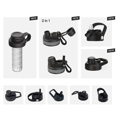 Garrafa isolada com tampa 18/8 de aço inoxidável Sport Straight Black Drinking Bottle 550ml