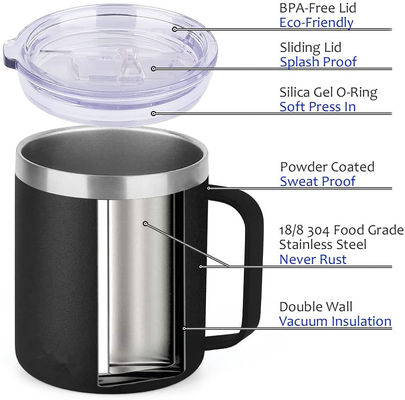 14 oz de aço inoxidável duplo isolado caneca de viagem personalizada para todo o dia bebidas quentes ou frias