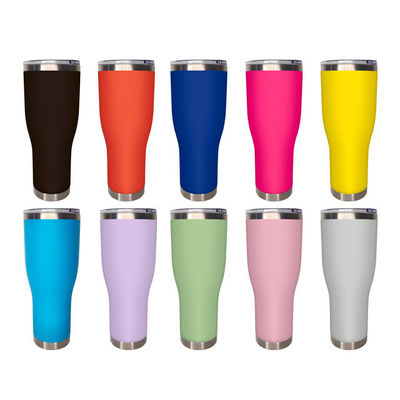 Country Design 40 Oz Tipo cintura Car Straw Tumbler com alça caneca de aço inoxidável