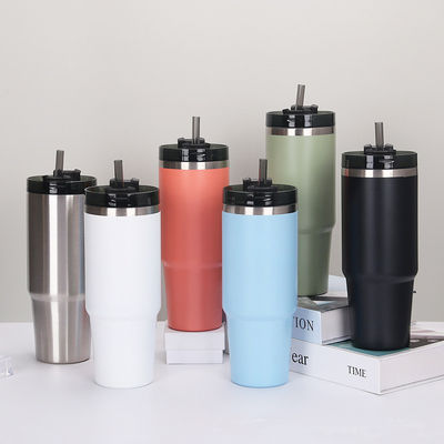 Taça de viagem personalizada e natural saudável de aço inoxidável aspirador de café tumbler com palha