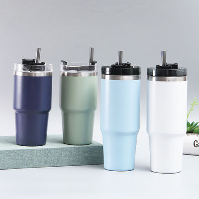 Taça de viagem personalizada e natural saudável de aço inoxidável aspirador de café tumbler com palha