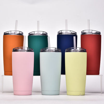 2023 Garrafas de água isoladas de parede dupla e tumblers de pó revestido de vácuo com logotipo