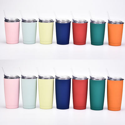 2023 Garrafas de água isoladas de parede dupla e tumblers de pó revestido de vácuo com logotipo