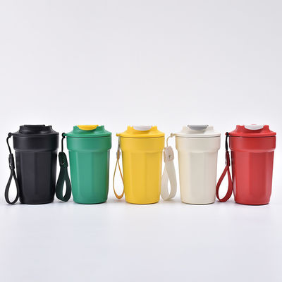 Taça de café personalizada de aço inoxidável amarelo de viagem com tampa e isolamento de vácuo