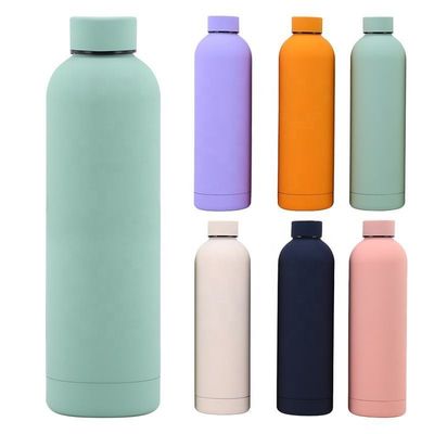 304 de aço inoxidável 500 ml Taça desportiva Borracha de tinta garrafa de água com tampa de qualidade alimentar PP