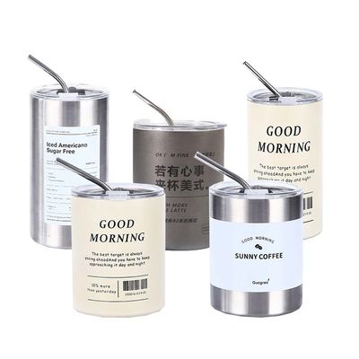 Desenho contemporâneo de aço inoxidável Slimny Tumbler 320ML/600ML com tampa e palha