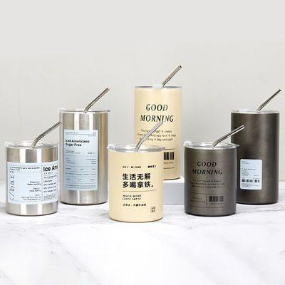 Desenho contemporâneo de aço inoxidável Slimny Tumbler 320ML/600ML com tampa e palha