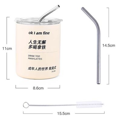 Desenho contemporâneo de aço inoxidável Slimny Tumbler 320ML/600ML com tampa e palha