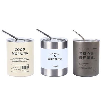 Taça de café reutilizável de aço inoxidável com slogan personalizado