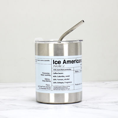Taça de café reutilizável de aço inoxidável com slogan personalizado