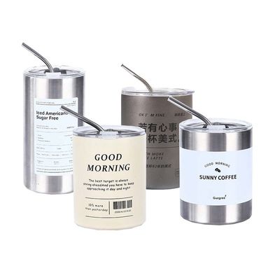 320ml/600ml Tubarão de aço inoxidável com tampa de café de palha
