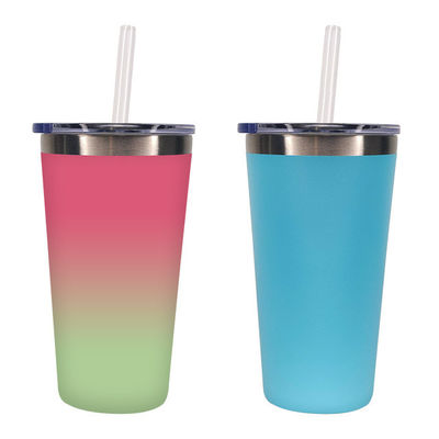 Bottle de bebidas para automóveis de aço inoxidável de 550 ml com palha