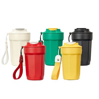 Taça de café de aço inoxidável 304 com isolamento a vácuo 420 ml Forma octogonal de diamante com mão