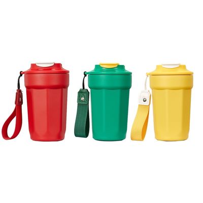 Taça de café de aço inoxidável 304 com isolamento a vácuo 420 ml Forma octogonal de diamante com mão