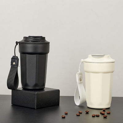 Taça de café de aço inoxidável 304 com isolamento a vácuo 420 ml Forma octogonal de diamante com mão