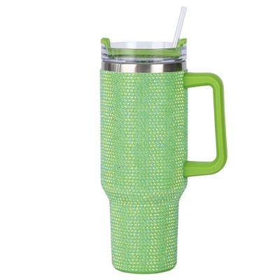 40oz de Rhinestone Studded Tumbler Cup com alça e palha Construção de parede dupla