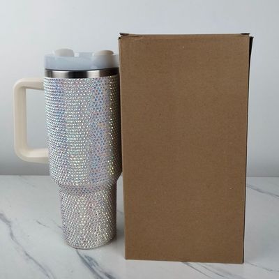 40oz de Rhinestone Studded Tumbler Cup com alça e palha Construção de parede dupla