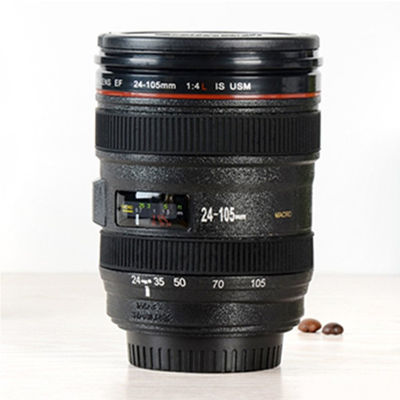 253.4g Dupla parede de aço inoxidável lente de câmera caneca de café para fotógrafos