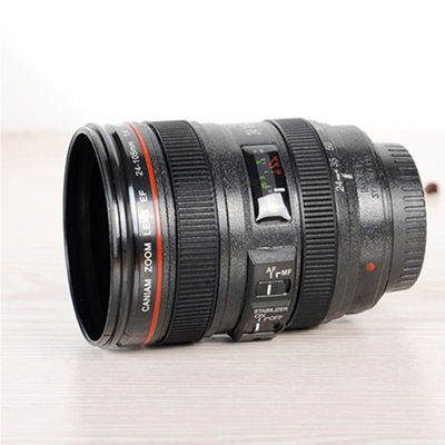 253.4g Dupla parede de aço inoxidável lente de câmera caneca de café para fotógrafos