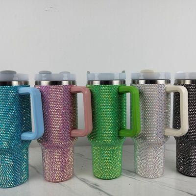 1 Diamante Copo com estampas pretas de parede dupla Tubarão de viagem de café de aço inoxidável