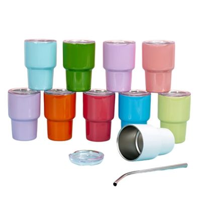 2 oz Mini Dupla parede isolado Cup Demitasse com palha e tampas