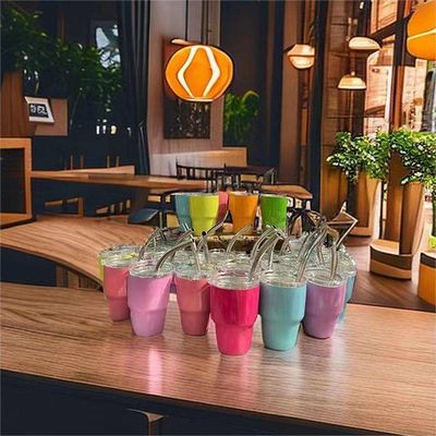 2 oz Mini Dupla parede isolado Cup Demitasse com palha e tampas