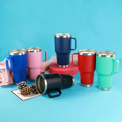 30oz Tumbler com alça Dupla parede Vacuum isolado caneca de viagem