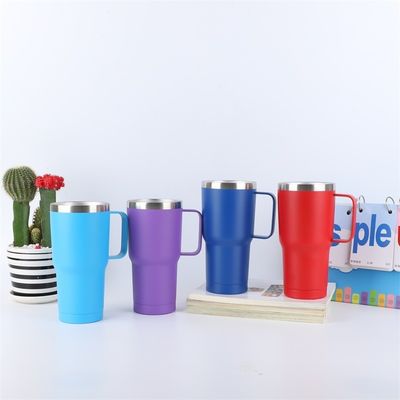 American Style Tubarão de parede dupla de aço inoxidável 10oz caneca de café com alça e tampa