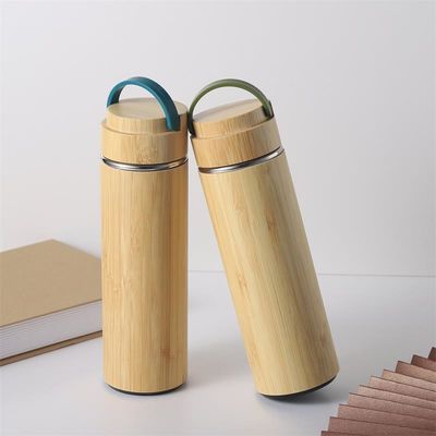 Logotipo personalizado Bamboo Thermos Flask Vacuum Bottle Isolado para Outdoor Business Gift