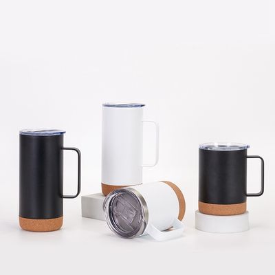 Taça de café isolada a vácuo de aço inoxidável com base de cortiça 12oz 16oz Design de boca larga
