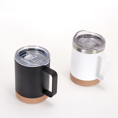 Flascos de vácuo termozes Popularas canecas de viagem de aço inoxidável de parede dupla com fundo de cortiça