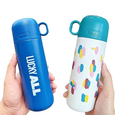 Garrafa de água para crianças de aço inoxidável 500ml Cute Tumbler Cup com padrão personalizado e tampa