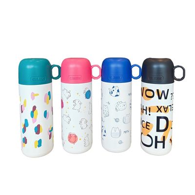 Garrafa de água para crianças de aço inoxidável 500ml Cute Tumbler Cup com padrão personalizado e tampa