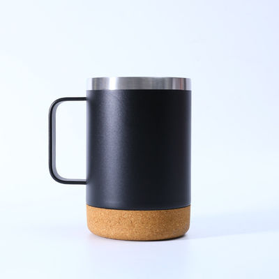 Melhor Venda Copo de Café de aço inoxidável de parede isolada dupla com fundo de cortiça e alça