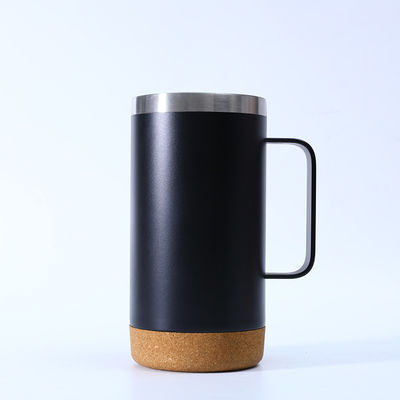 Contemporâneo 16 oz de aço inoxidável contínuo tumbler de café com fundo de cortiça e alça