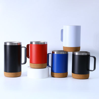 Contemporâneo 16 oz de aço inoxidável contínuo tumbler de café com fundo de cortiça e alça