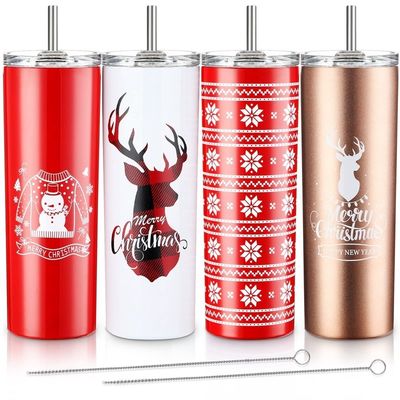 Natal 20oz Slimny cerveja tumbler isolado de aço inoxidável tumbler copos com palha